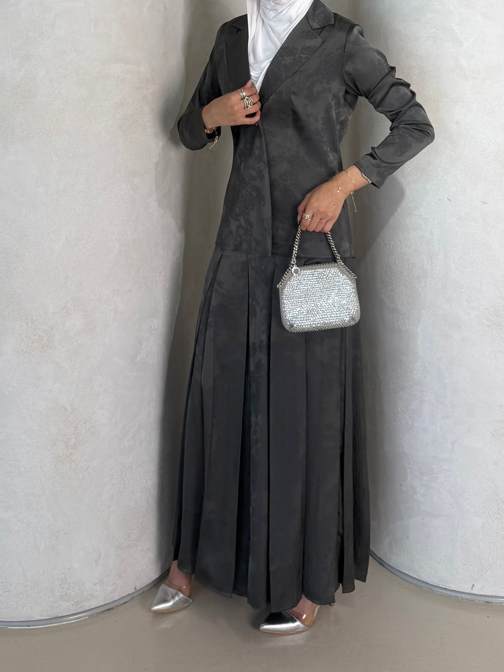 Gray Skirt Set
